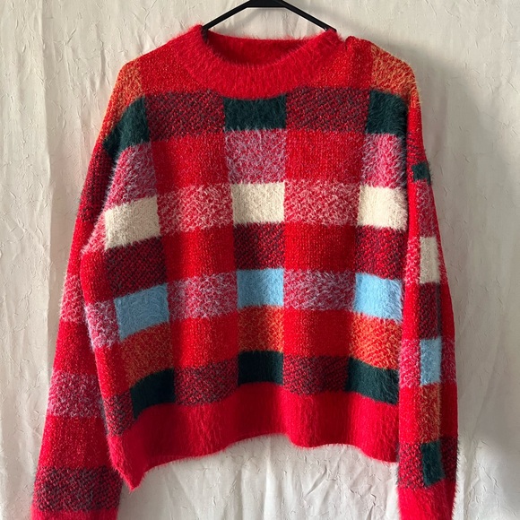 RD Style Sweaters - RD Style Red Checkered Women's Sweater